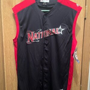 Majestic Black and Red Sleeveless Jersey